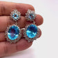 Bochic “Capri” Vintage Blue Topaz & White Topaz Earrings - 18K Gold & Silver