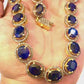 Bochic “Capri” Natural Blue Sapphire & Diamond Necklace & Earrings Set 18K Gold & Silver