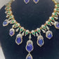 Bochic "Capri" Vintage Classic Diamond, Emerald & Tanzanite Necklace & Earrings Suite
