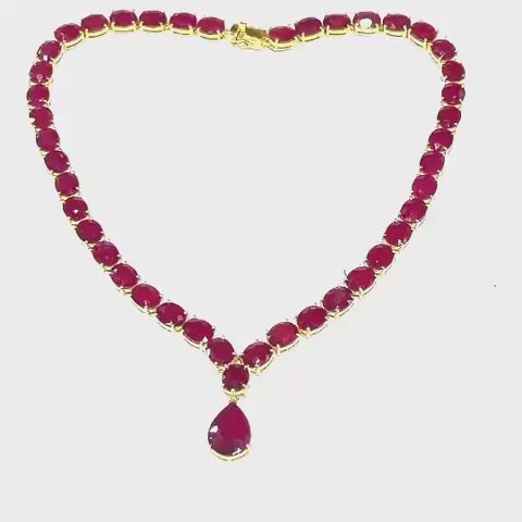 Bochic “Capri” Vintage 112 Carat Natural Ruby Necklace