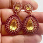 Bochic Capri Vintage Ruby and Citrine Earrings, 20ct Set in 18K Gold & Silver