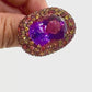 Bochic “Capri” Vintage Sapphire, Amethyst & Ruby Ring 18K Gold & Silver